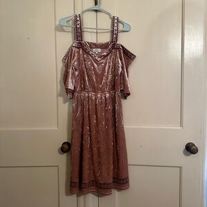 Lucky Brand Pink Velvet Off the Shoulder Dress